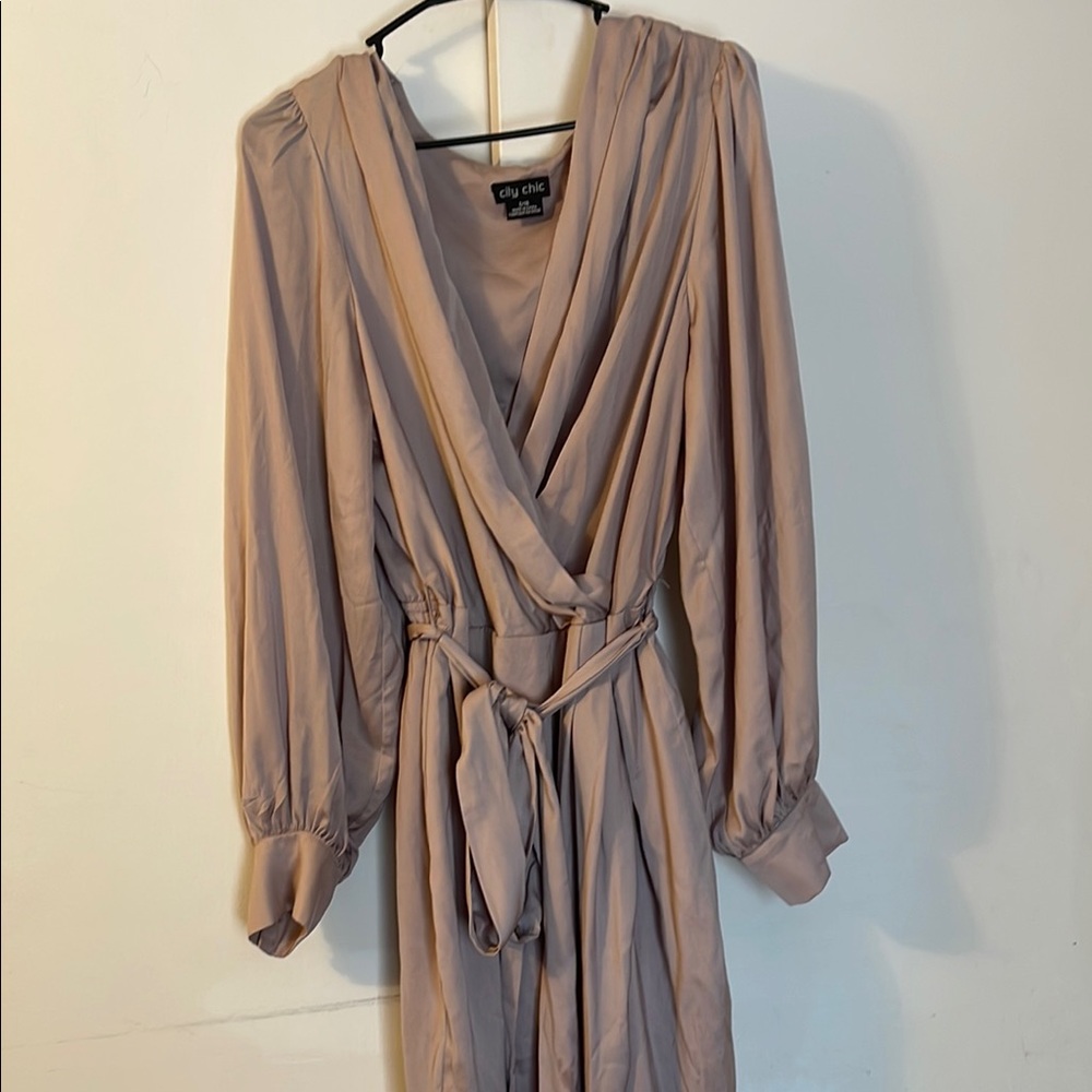 City Chic Dusty Rose Wrap Midi Dress